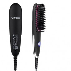 Hair Straightener Brush, GloEra Adjustable Temperature Fast Heating Mini Portable Lightweight Straightening Hair Brush with 2pcs Heat Resistant Gloves Suitable for Various Hairstyles & People 