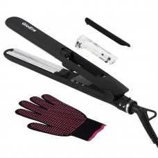 GloEra Steam Hair Straightener, Auto Shut off Adjustable Temperatures Professional Hair Straightening and Curler with Steam Ultrasonic Technology Making your Hair Stay Moisturized (Black) 